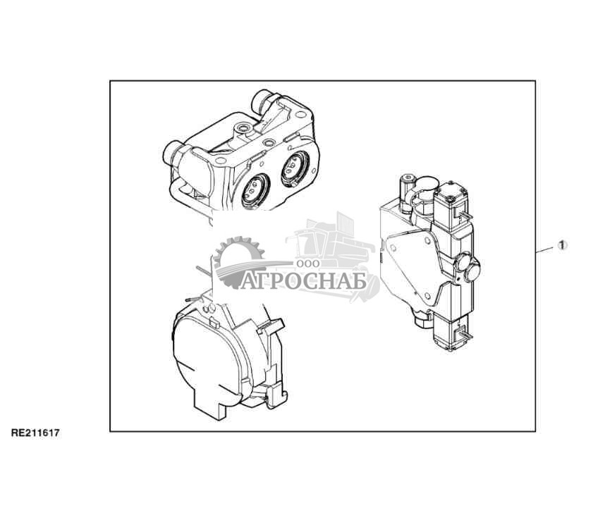 Электрогидравлический клапан управления с разъединяющими муфтами  рычагом сброса высокого давления, задний, навесное оборудование 